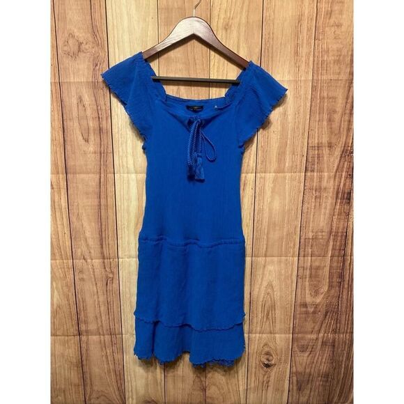 KOBI HALPERIN L Darcie Mini Dress cobalt Blue Silk blend Flowy Boho Chic - Picture 2 of 10